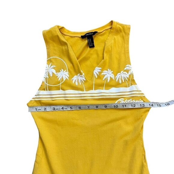 FOREVER 21 Yellow Graphic Print Sleeveless V Neck Casual Bodysuit M - Picture 5 of 7
